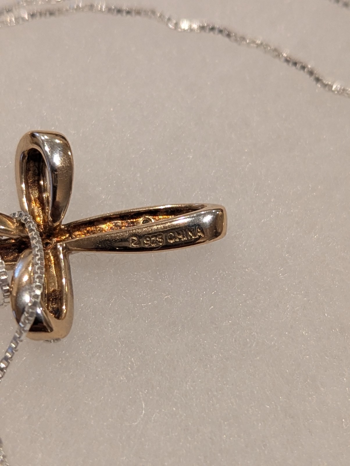 925 Ross Simons Gold Over Sterling Diamond Infinity Cross Pendant 18″ Box Chain