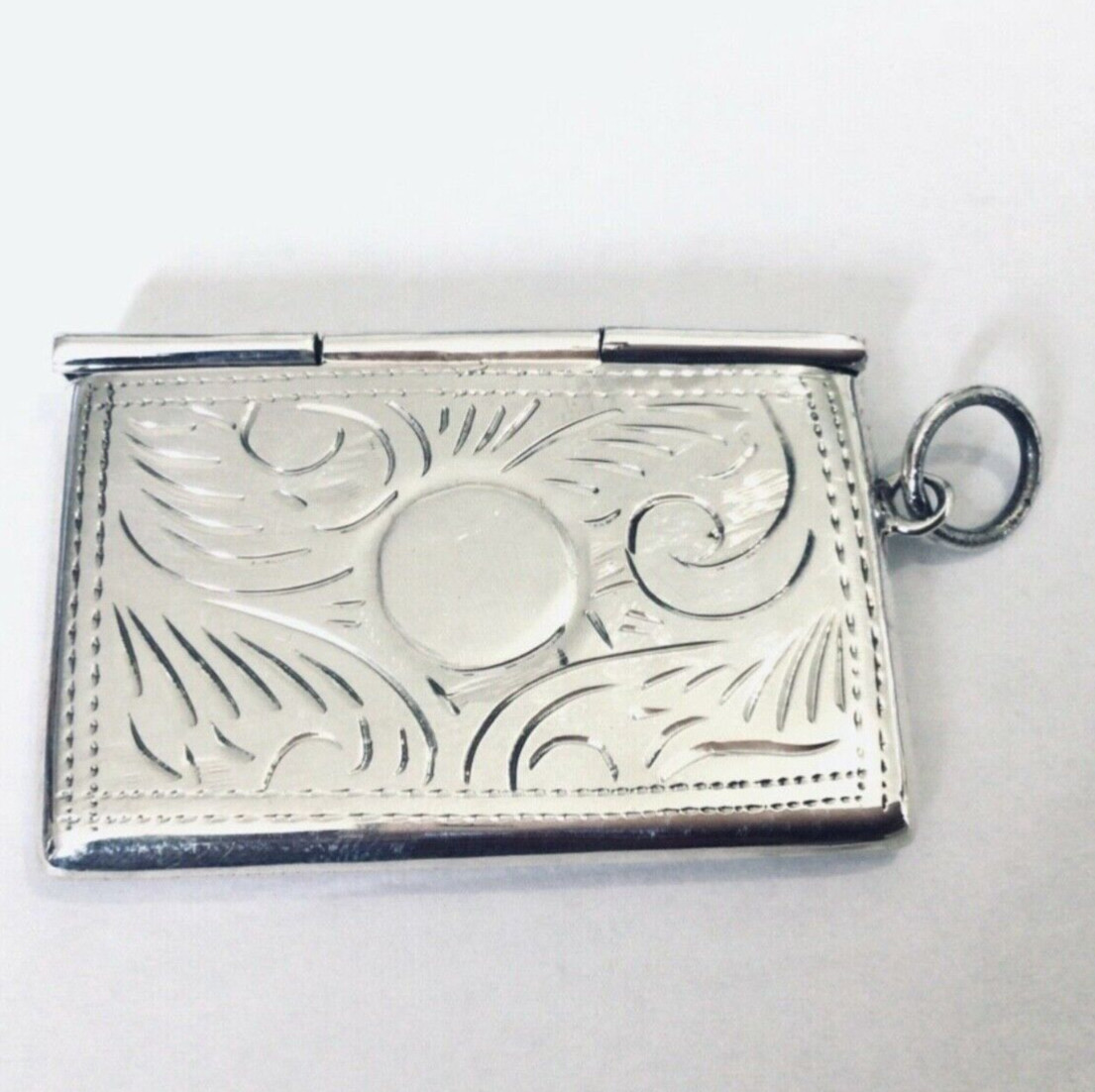 Sterling Silver engraved stamp case love note photo locket chatelaine pendant BN