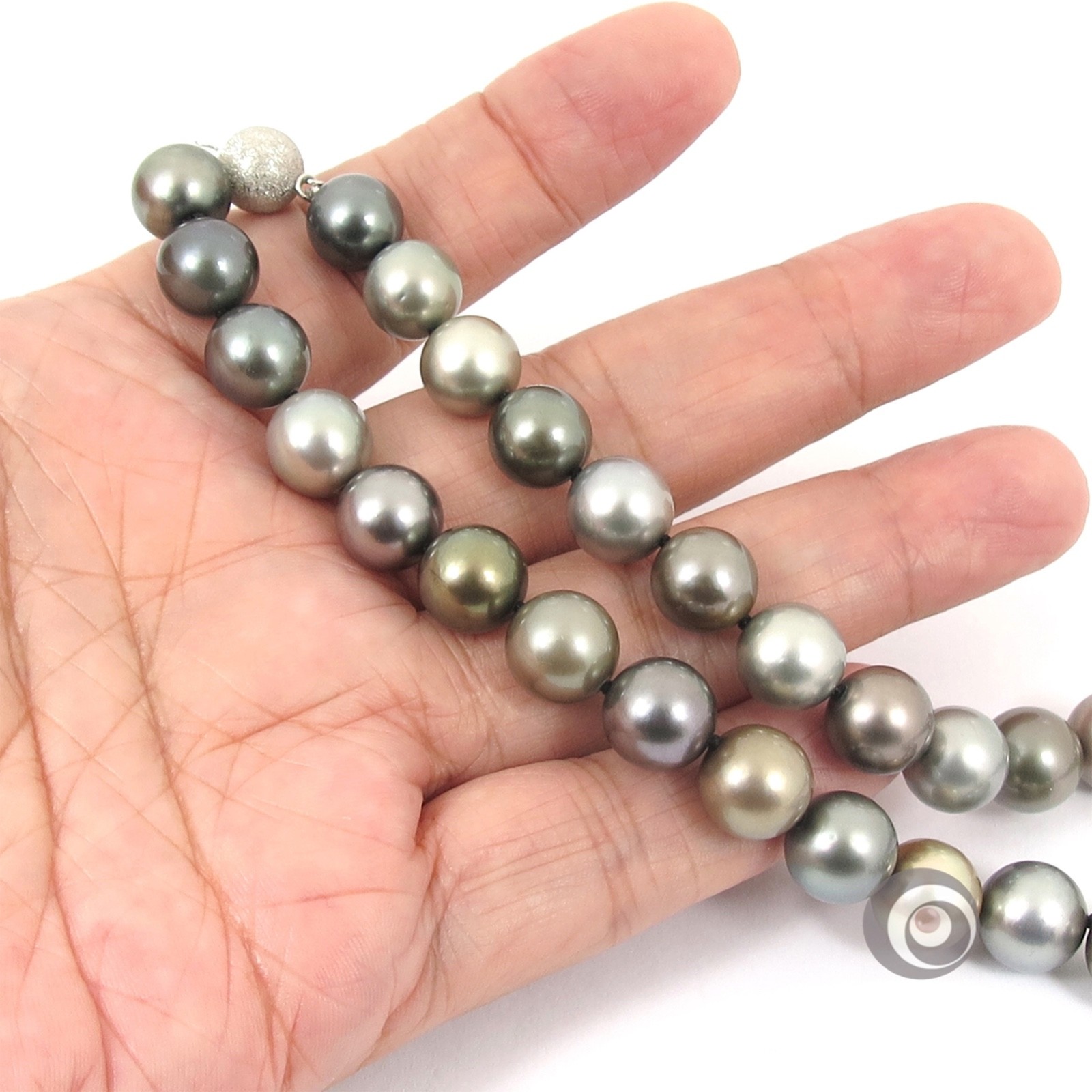 Natural Multi-Colour Tahitian Cultured Pearl Necklace, 14K Gold Clasp #103TN