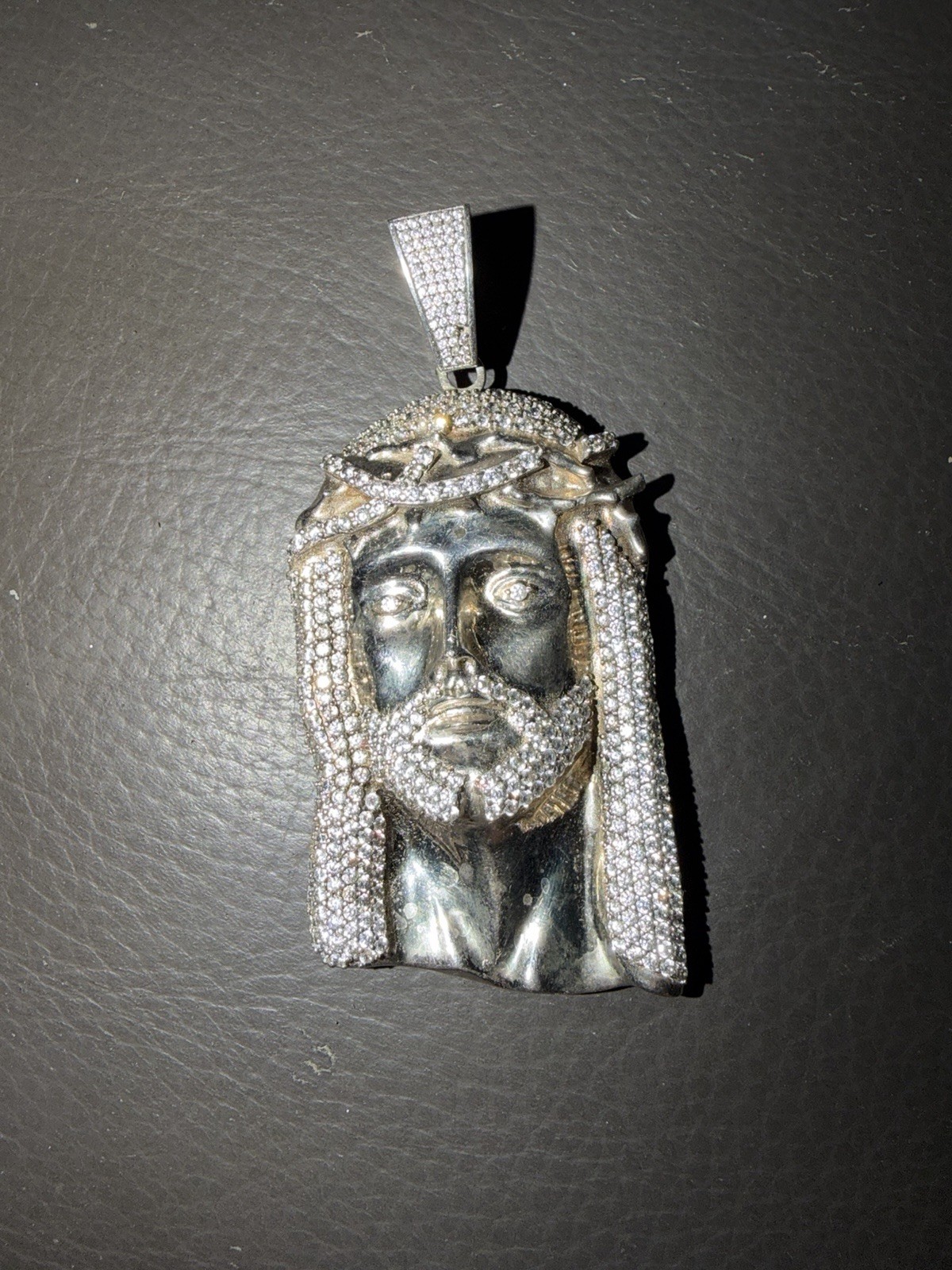 MOISSANITE Iced Out Hip Hop Jesus Face Pendant-925 Silver, 3.25” LONG