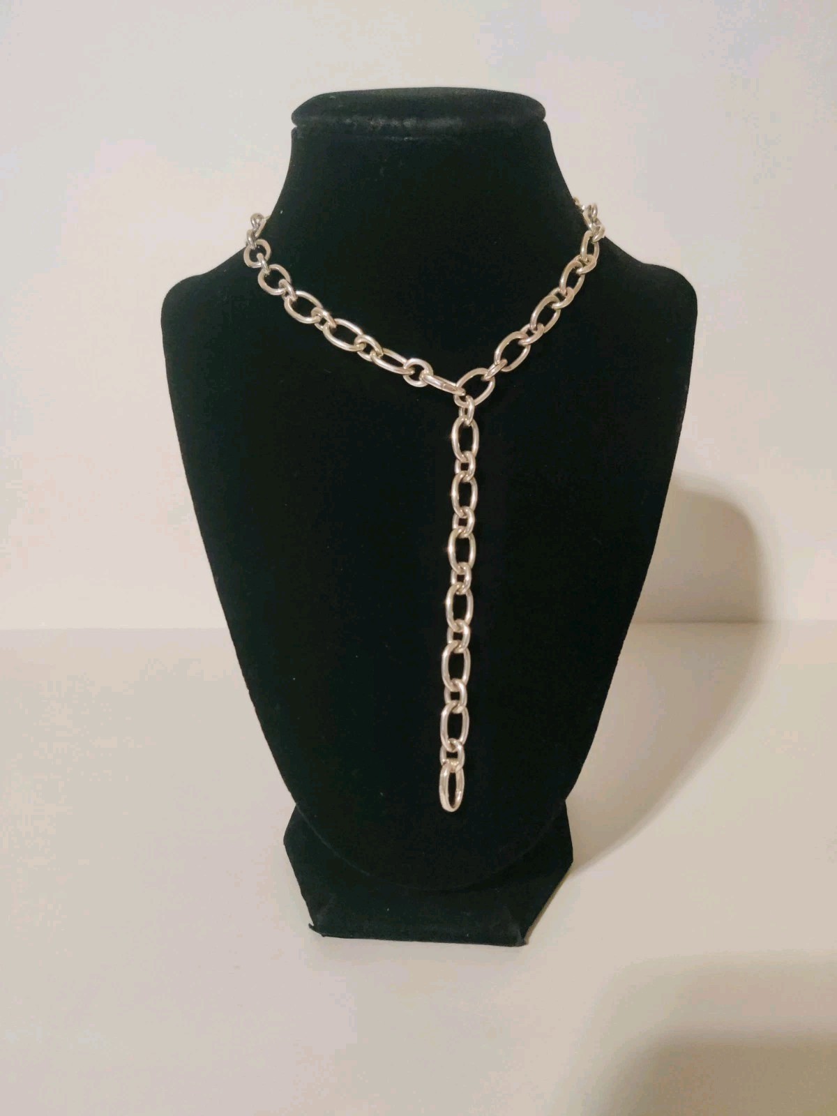 Tiffany & Co Italy Oval Link Clasping Ends Necklace Silver 925 W Box 18 inch