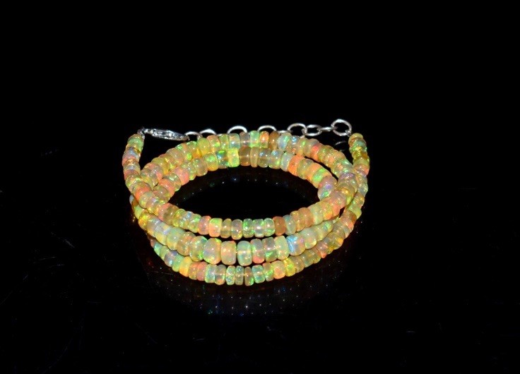 20Inch Natural Ethiopian Opal Wello Fire 3-5MM Opal Gemstone Beads Necklace