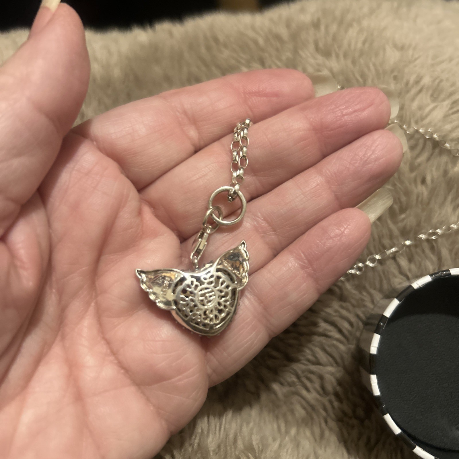 Rare Thomas Sabo 925 Silver 3D Red Stone Set Winged Heart Pendant 70cm TS Chain