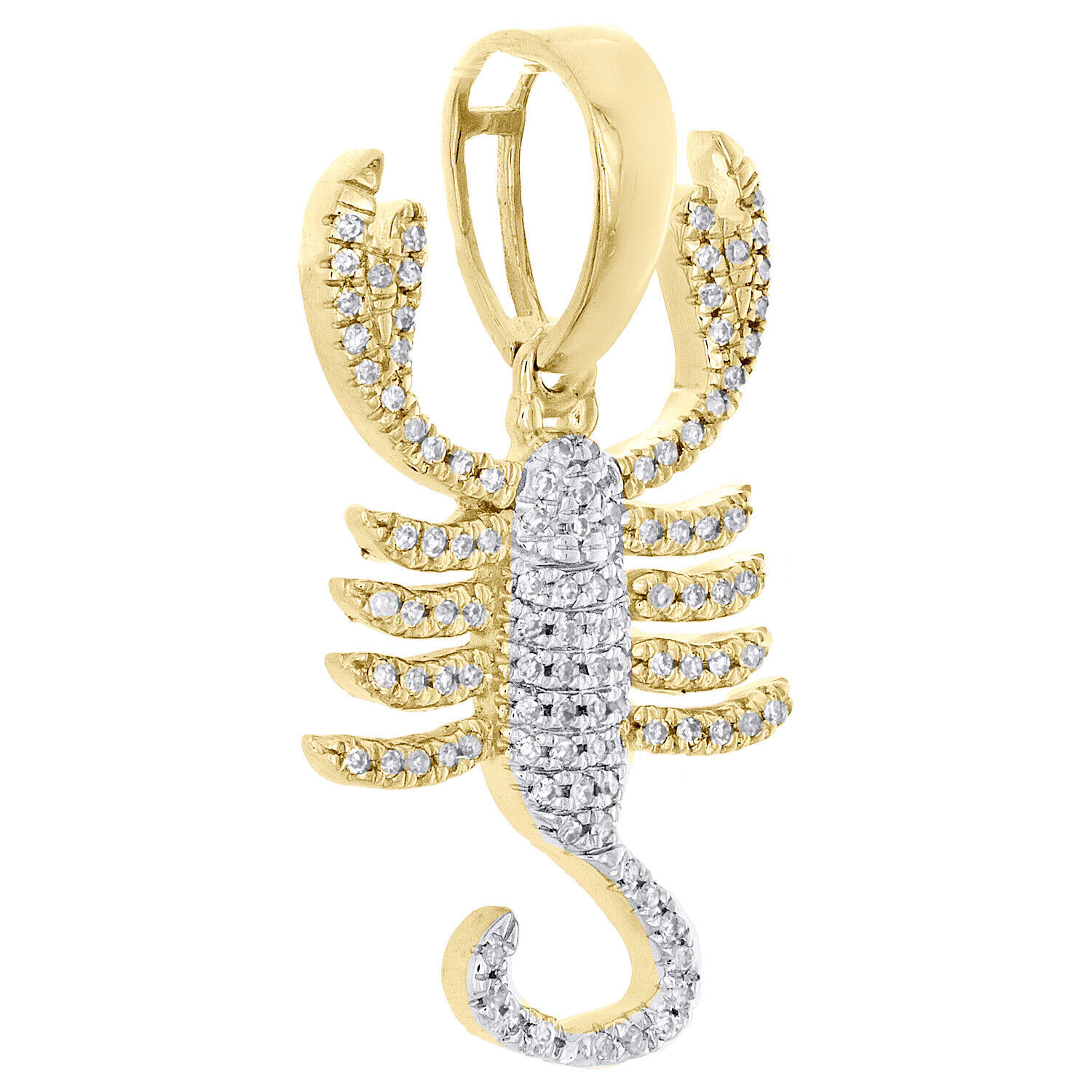 0.30 Ct Certified Diamond Horoscope Scorpio Sign Pendant Chain 10K Yellow Gold