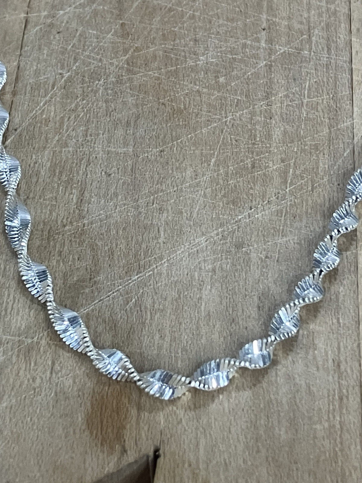 Italy 925 sterling silver chain necklace Diamond Cut Twist Rope Design Sparkle