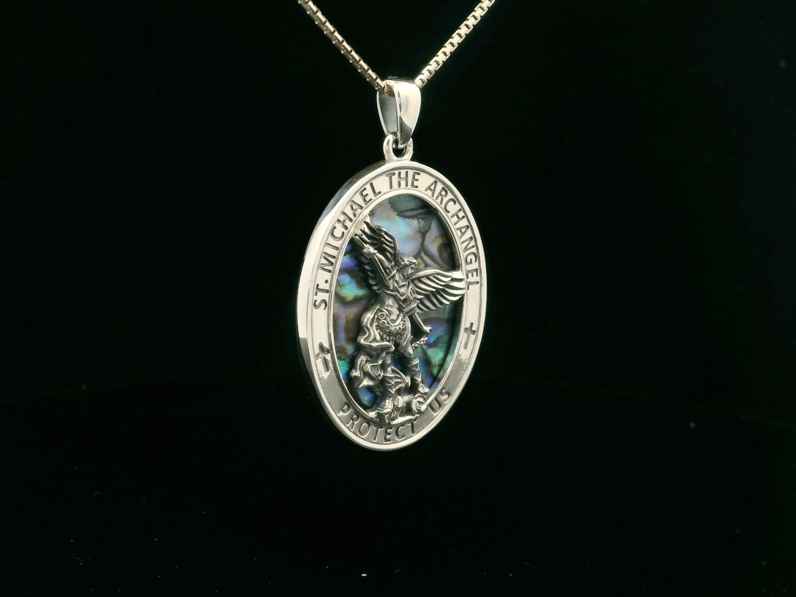 Sterling Silver Saint Michael Necklace on Abaline