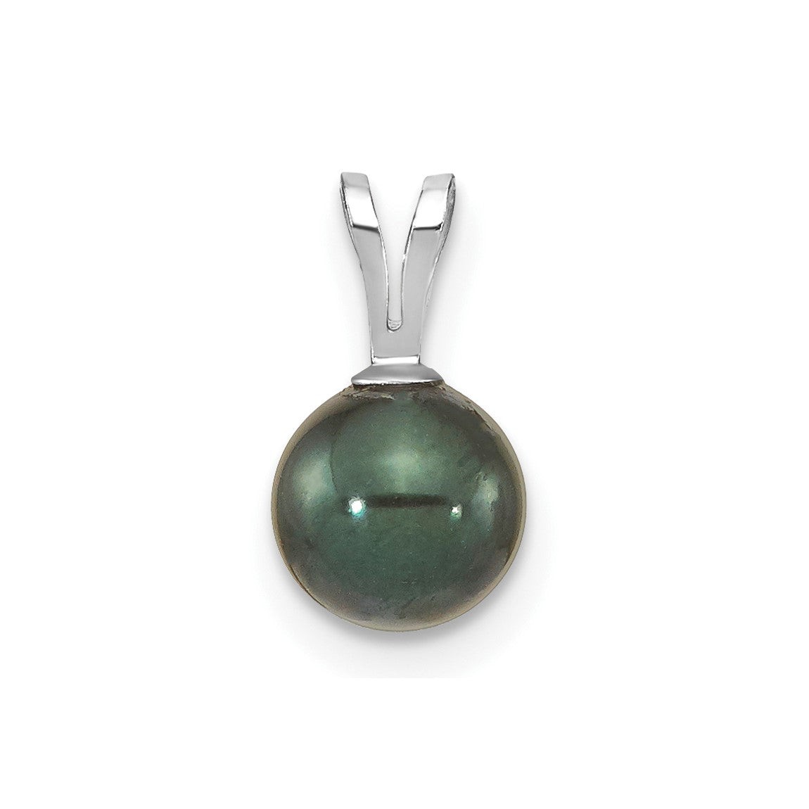 14K White Gold 6-7mm Round Black Cultured Saltwater Akoya Pendant