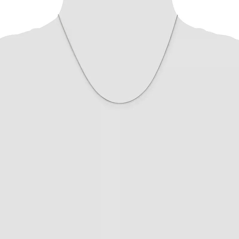 14K White Gold Solid Box Chain Necklace .5mm wide 16 – 22″ Spring Ring Clasp