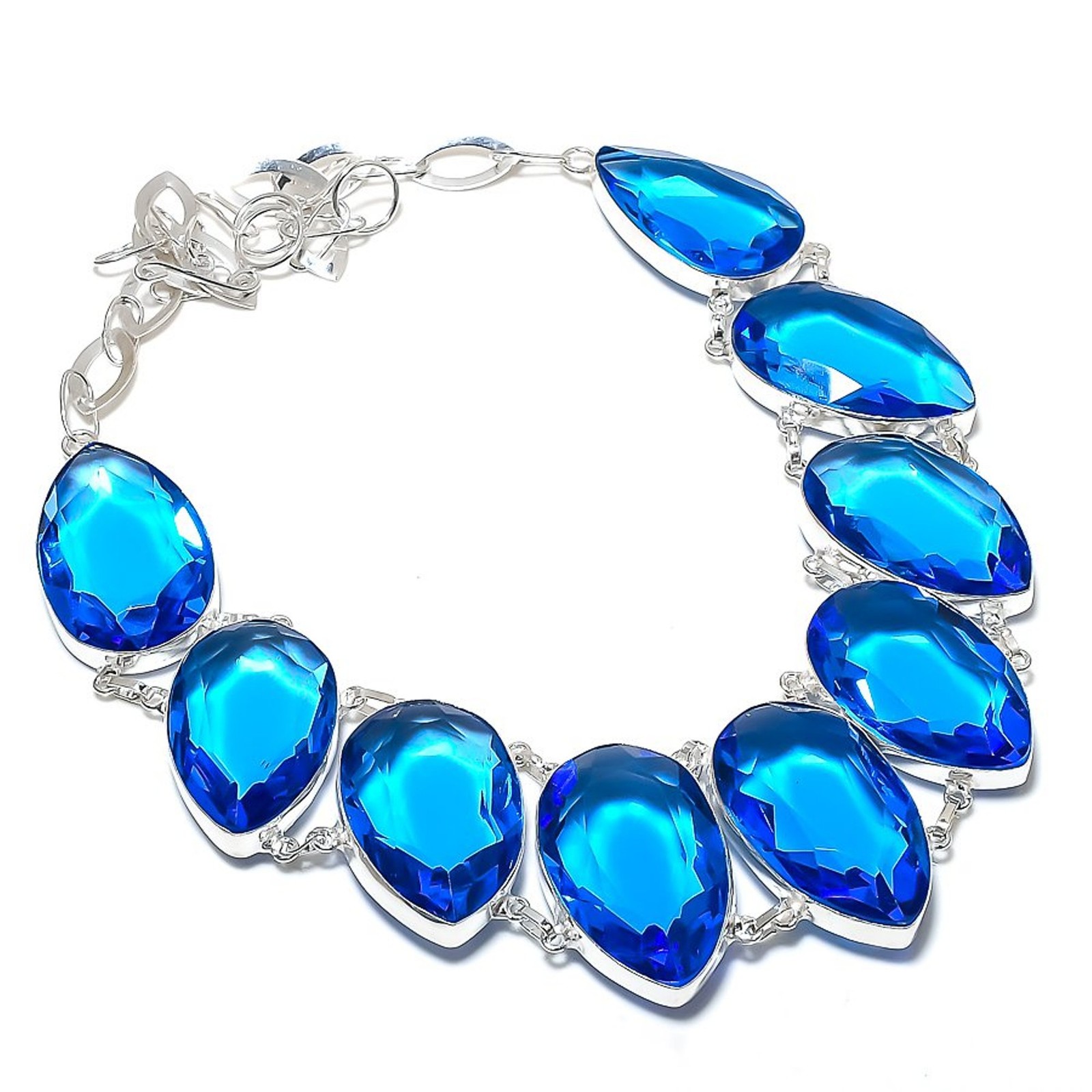 Faceted Tanzanite Quartz Handmade 925 Sterling Silver Jewelry Necklace 18″ P992