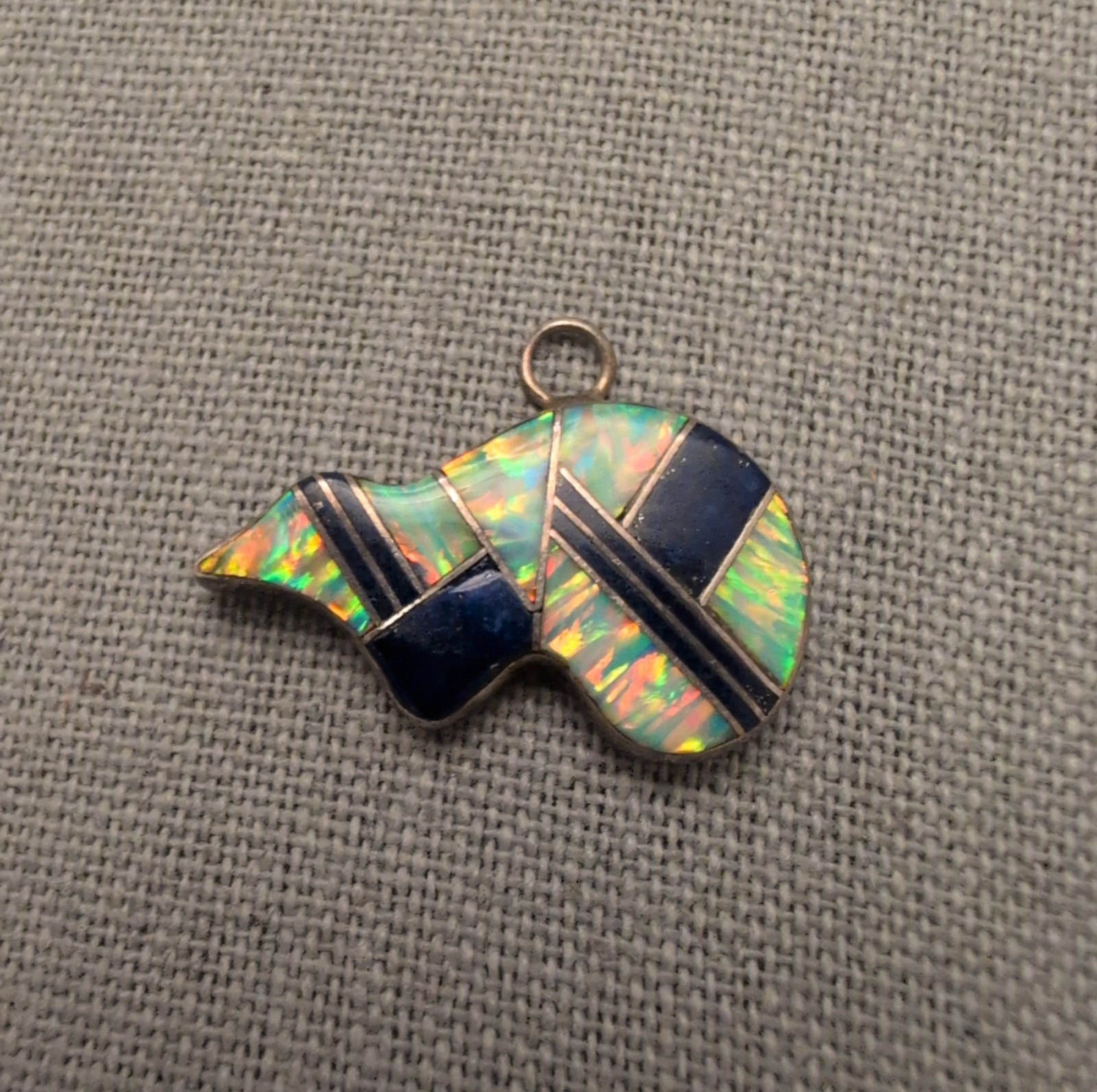 Vintage Navajo 925 Sterling & Stone Inlay Pendant Stamped Sterling RR