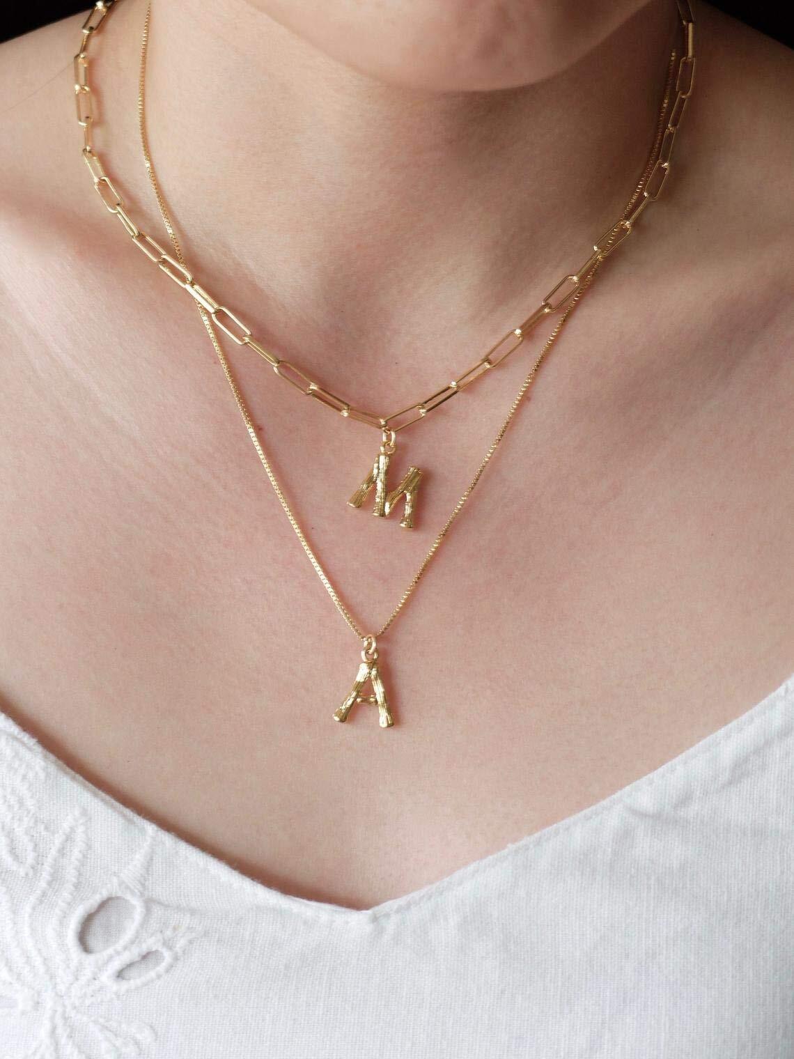 Oval Link Chain Gold Plated Necklace 20 Inches Women’s Layered Paperclip Design