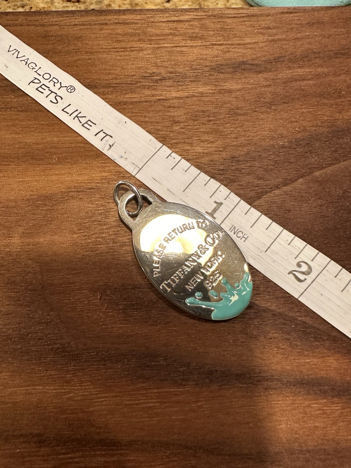 Tiffany & Co. Return to Tiffany 925 Sterling Silver Blue Splash Enamel Pendant.