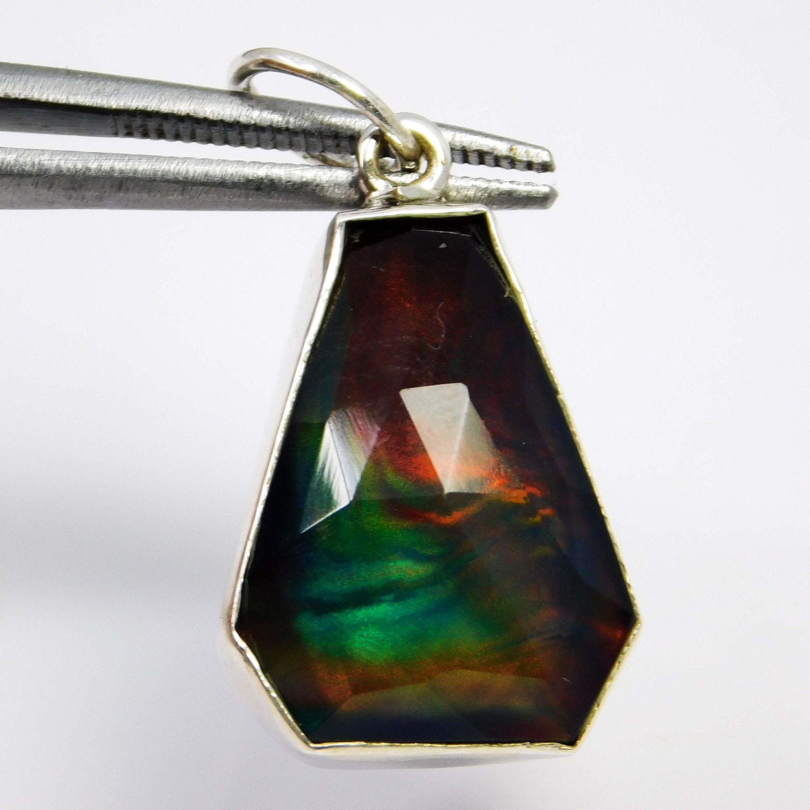 Certified 17.50 Ct Natural Aurora Opal Fency 925 Silver Pendant Jewelry self&her