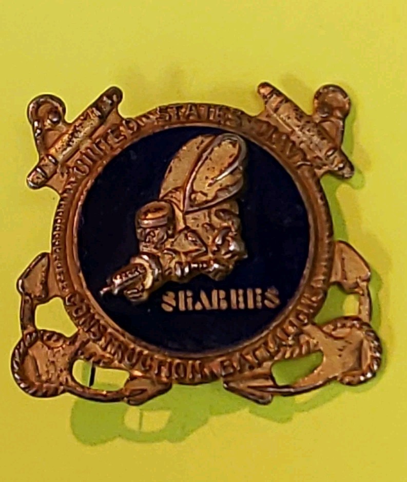 Seabees Pin WWII Navy, Roch, NY Sterling Silver, Metal Arts Co. Nice