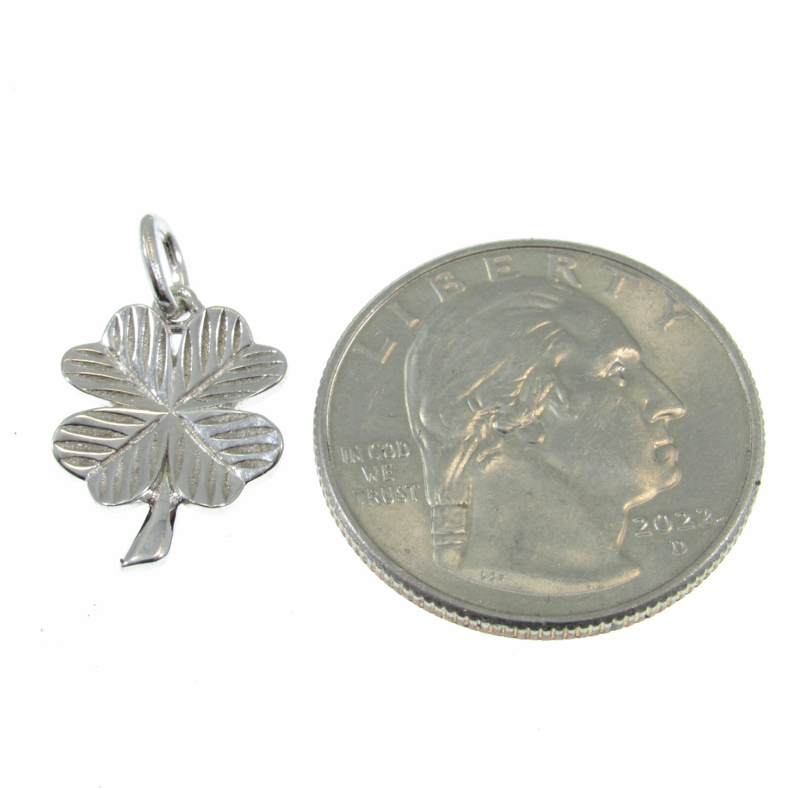 Solid 925 Sterling Silver Lucky Clover, 4 Four Leaf Clover Pendant Luck Charm