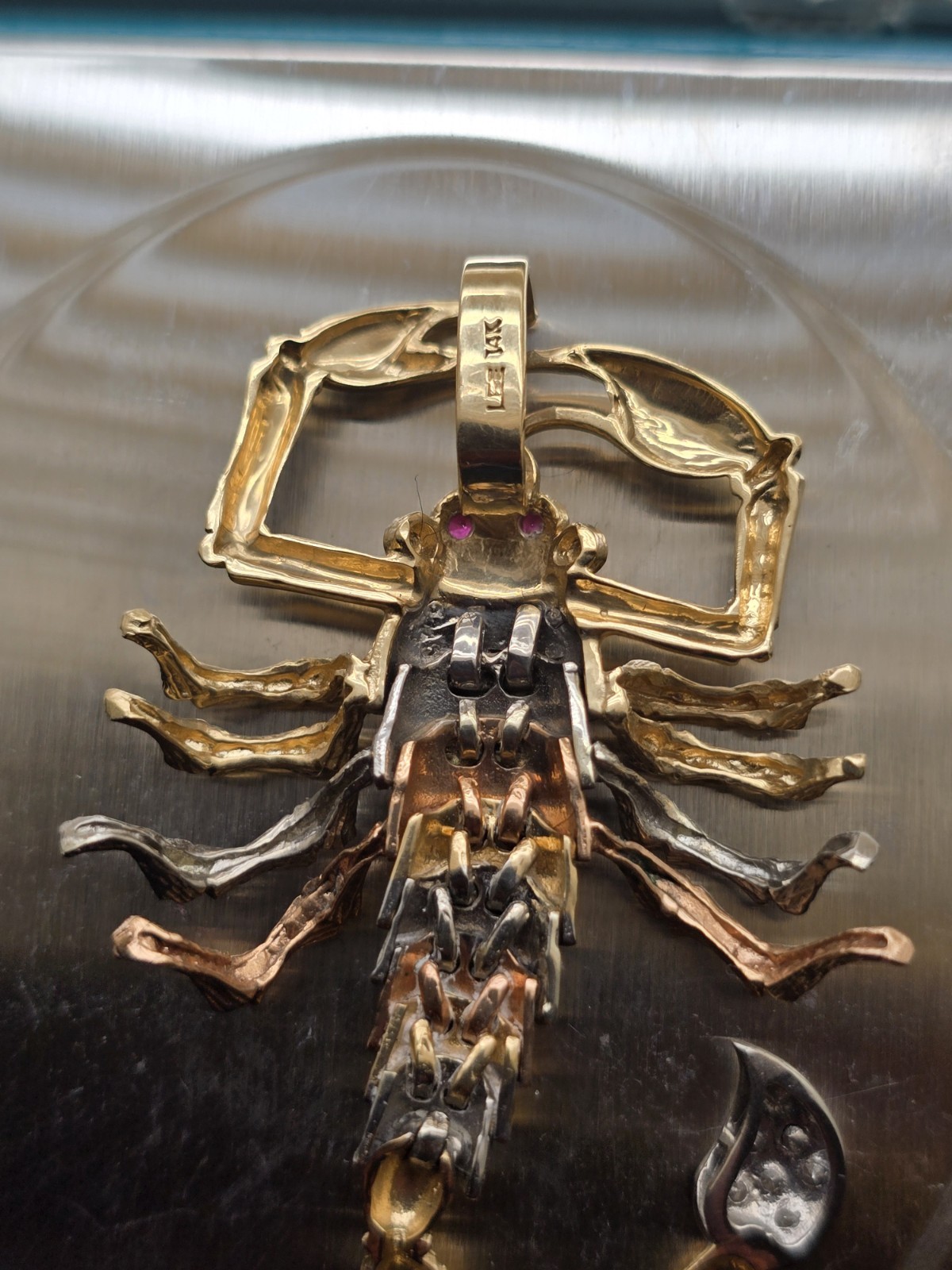 14kt Yellow, White, and Rose Gold Scorpion Medal (12.4g)
