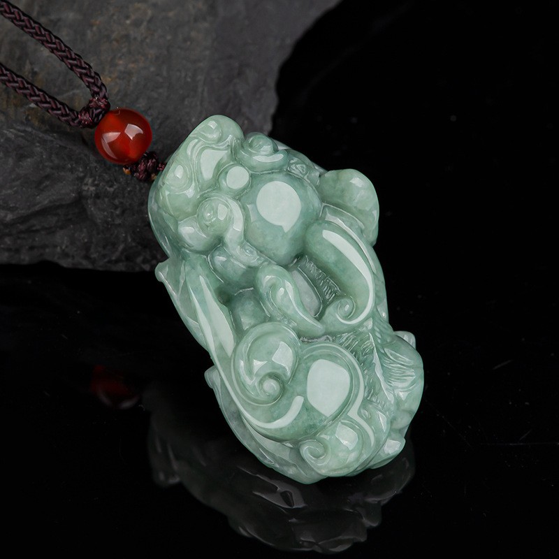 Natural Grade A Jade Jadeite Men Women Wealthy Ruyi Pixiu Pendant