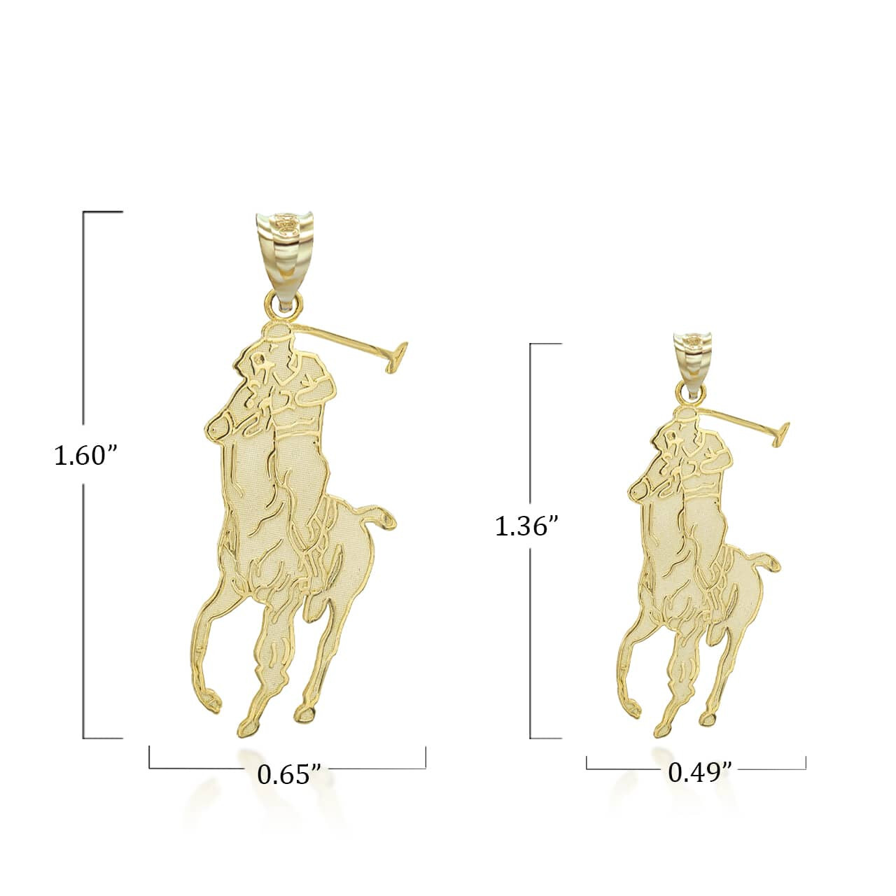 Gold Polo Sport Horse Riding Jockey Pendant Necklace (Yellow/Rose/White)