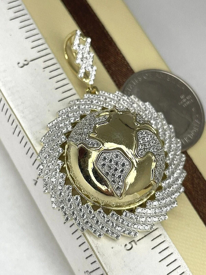 2.70Ct Lab Created Diamond Round 3D Delphic Men’s Pendant 14K Yellow Gold Plated
