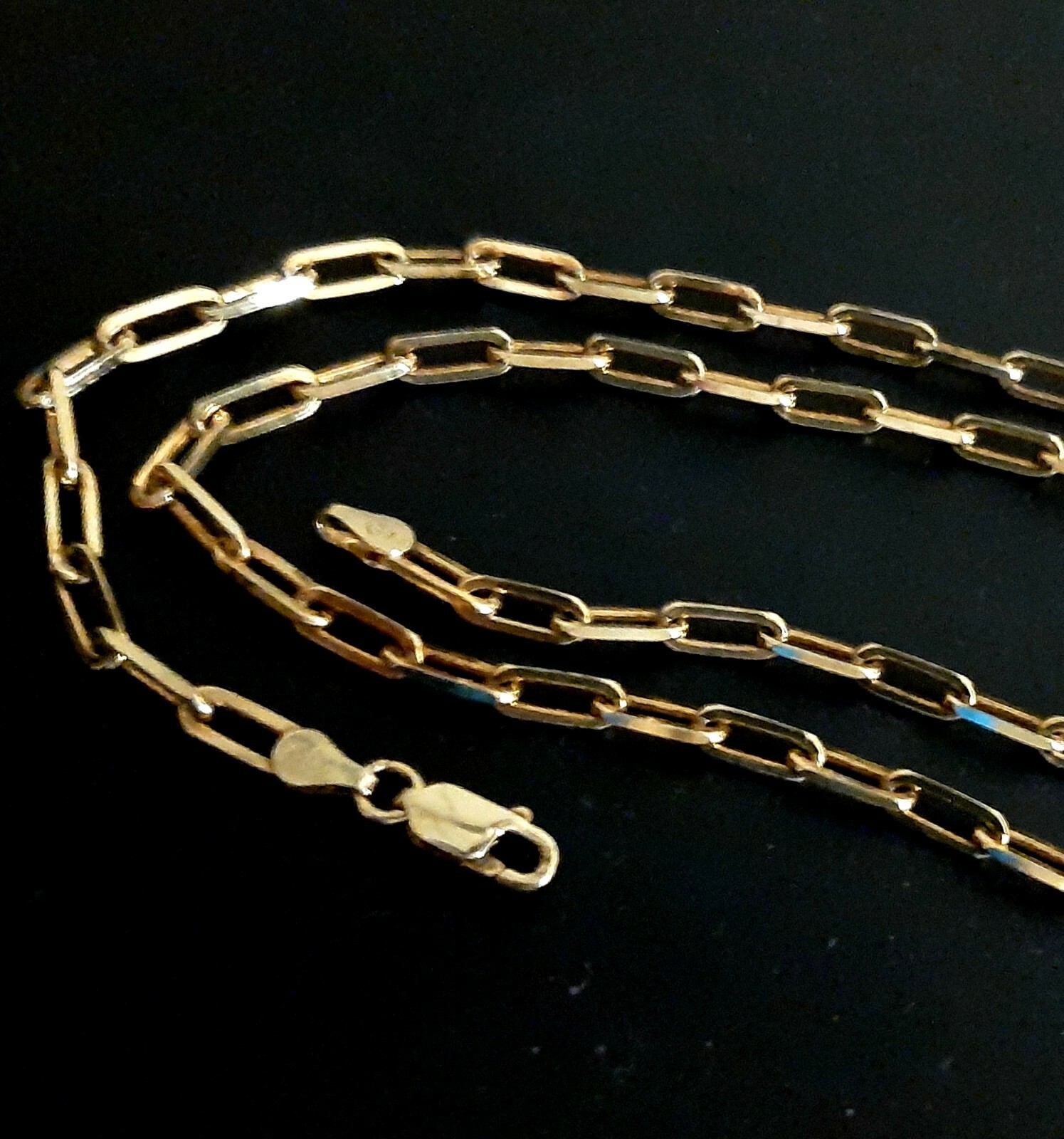 Gold Plate over Silver Paper Clip Chain 24 Inch .925 Silver Necklace Silver 17Gr