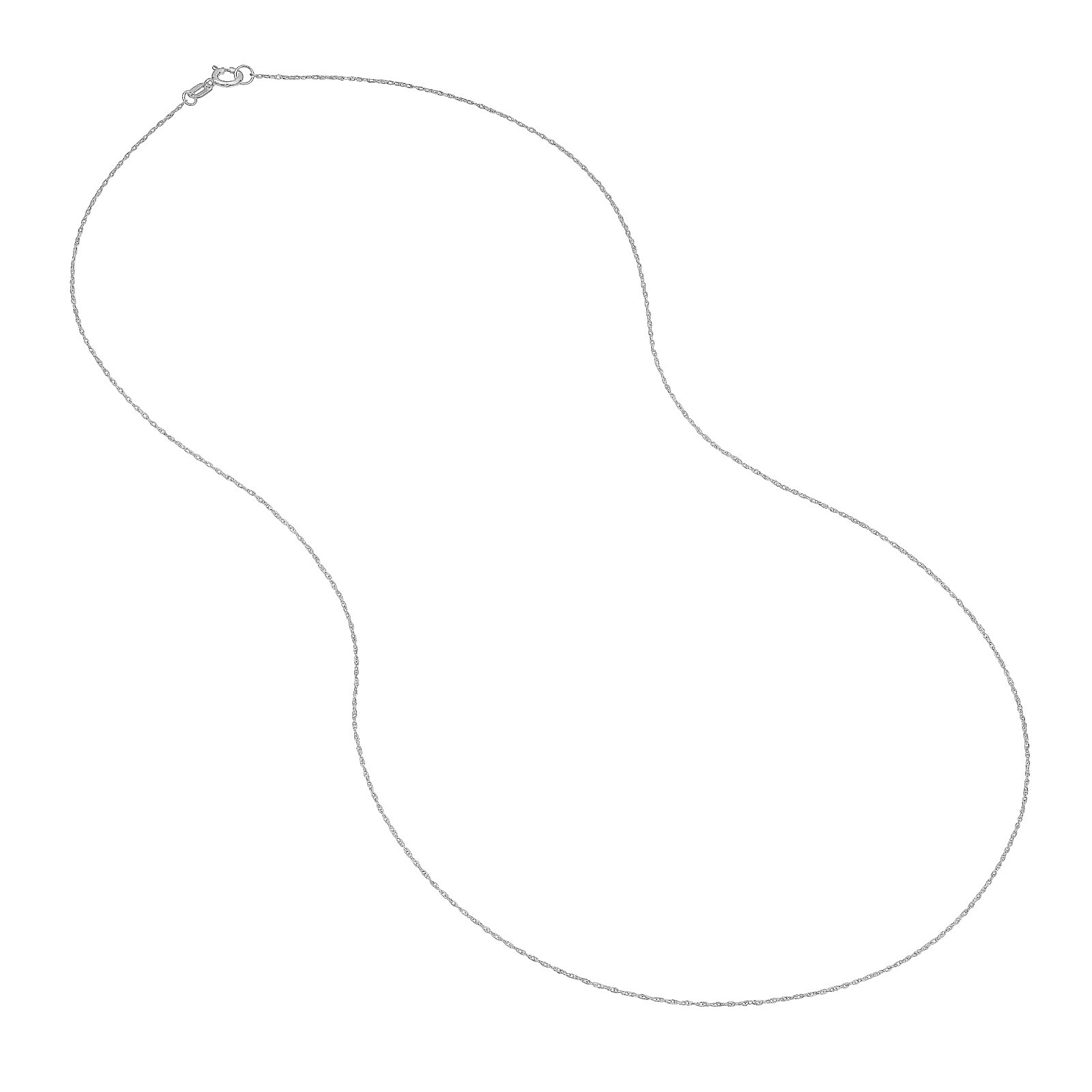 0.65mm Pendant Rope Chain with Spring Ring Clasp Real 14K White Gold ALL SIZES