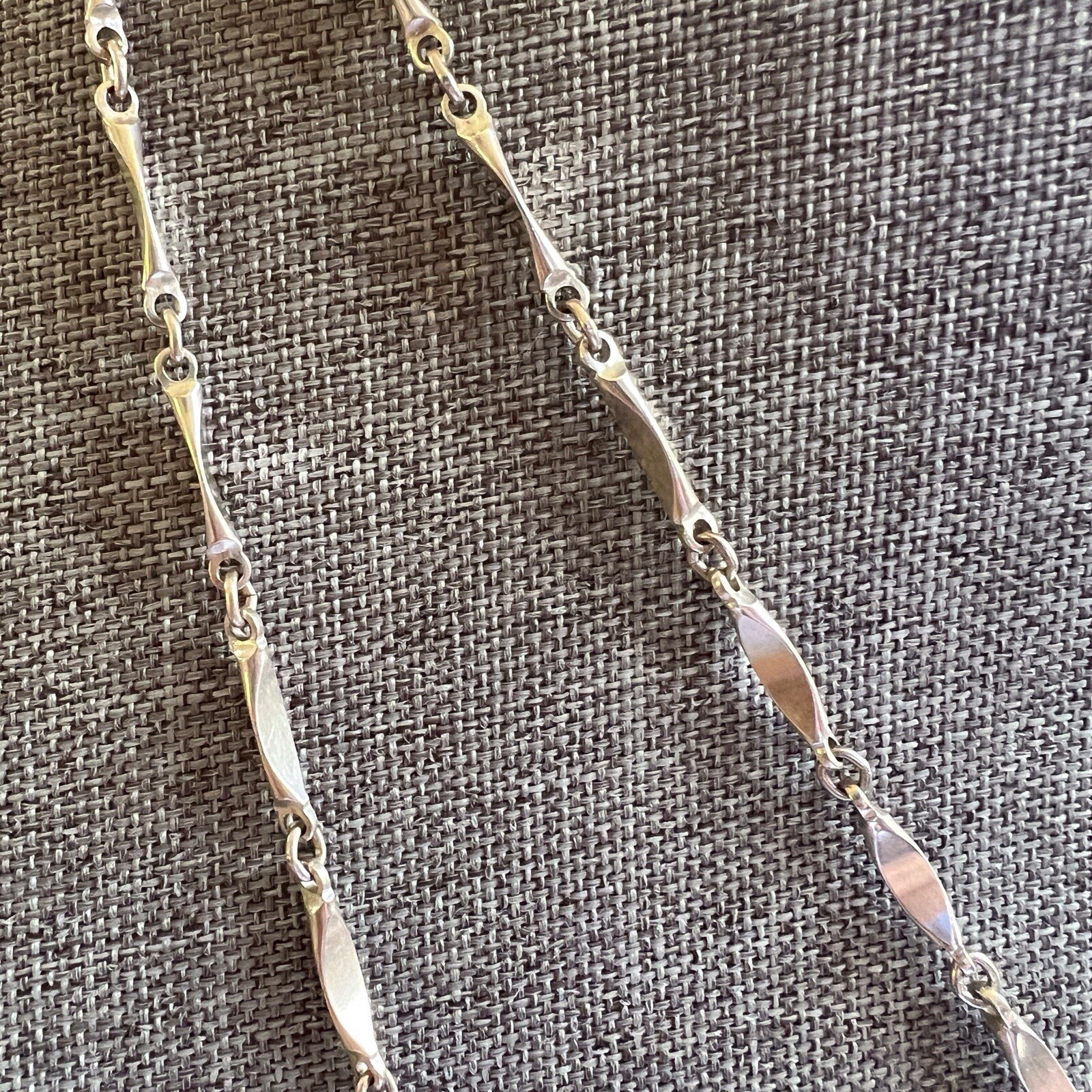 Sterling Silver Curved Bar Link Layering Necklace Cross Pendant Chain 54″ 50g 10