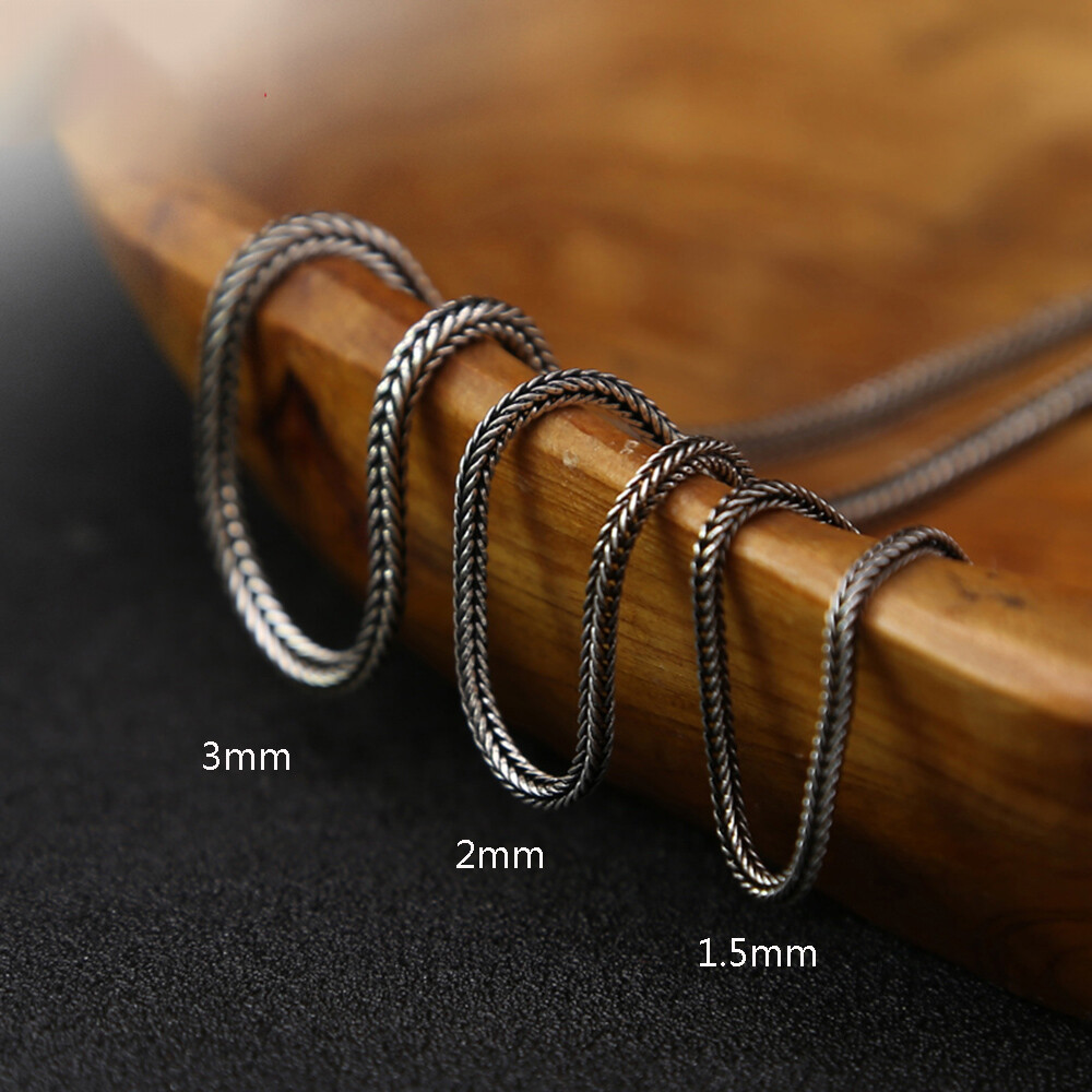 Real 925 Sterling Silver Women Necklace Wheat Link Chain 1.5mm 2mm 2.8mm Width
