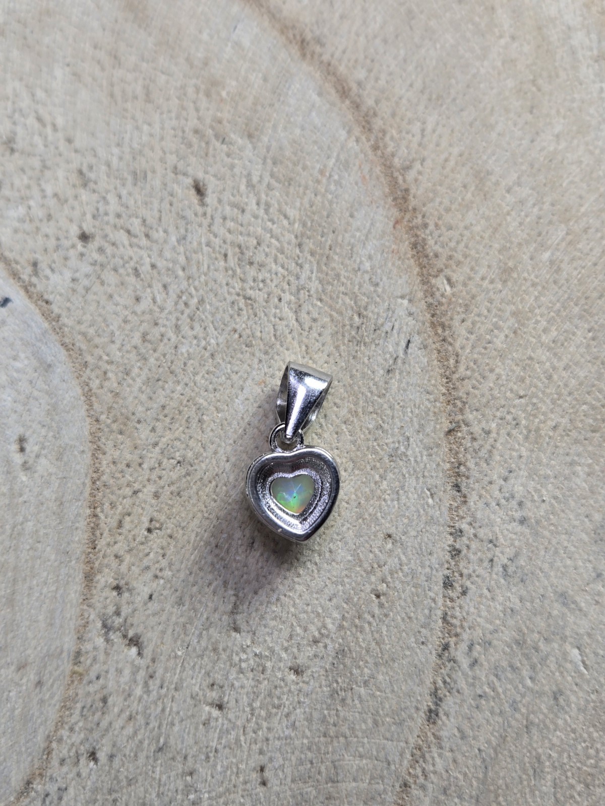 925 Sterling Silver Heart Opal Pendant 5mm White Opal Necklace Charm No Chain J1