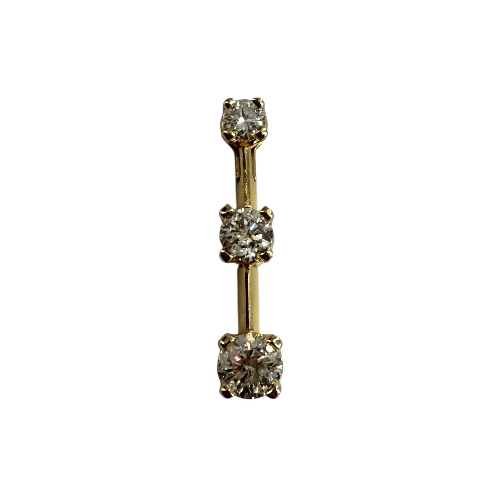14k solid yellow gold and 3 stone diamond pendant slider approx 1/2 ctw