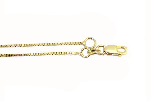 SOLID YELLOW GOLD 14K BOX LINK ITALIAN CHAIN 1MM / 18” LONG / LOBSTER LOCK