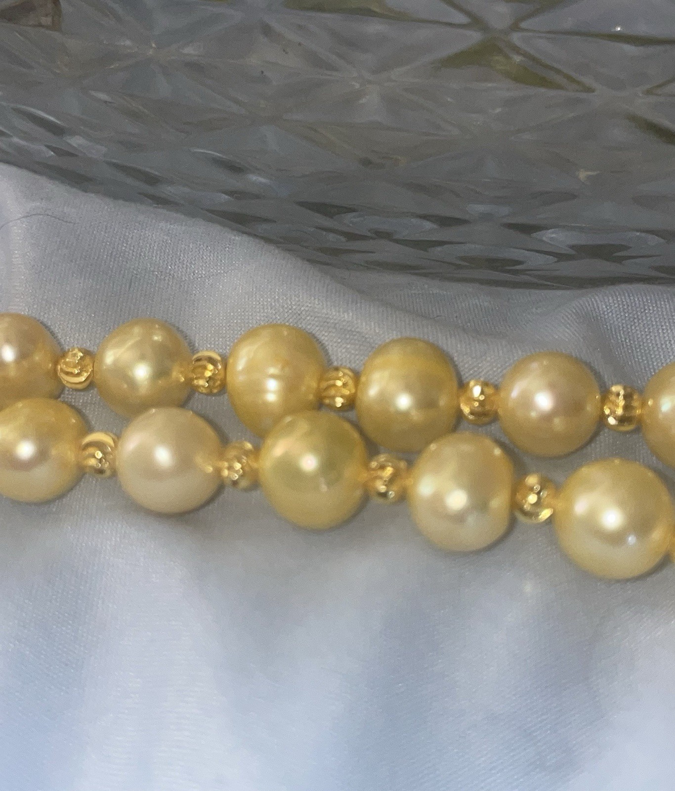 Natural AAAA Golden South Sea Pearl Necklace 12” 11-12mm 14k