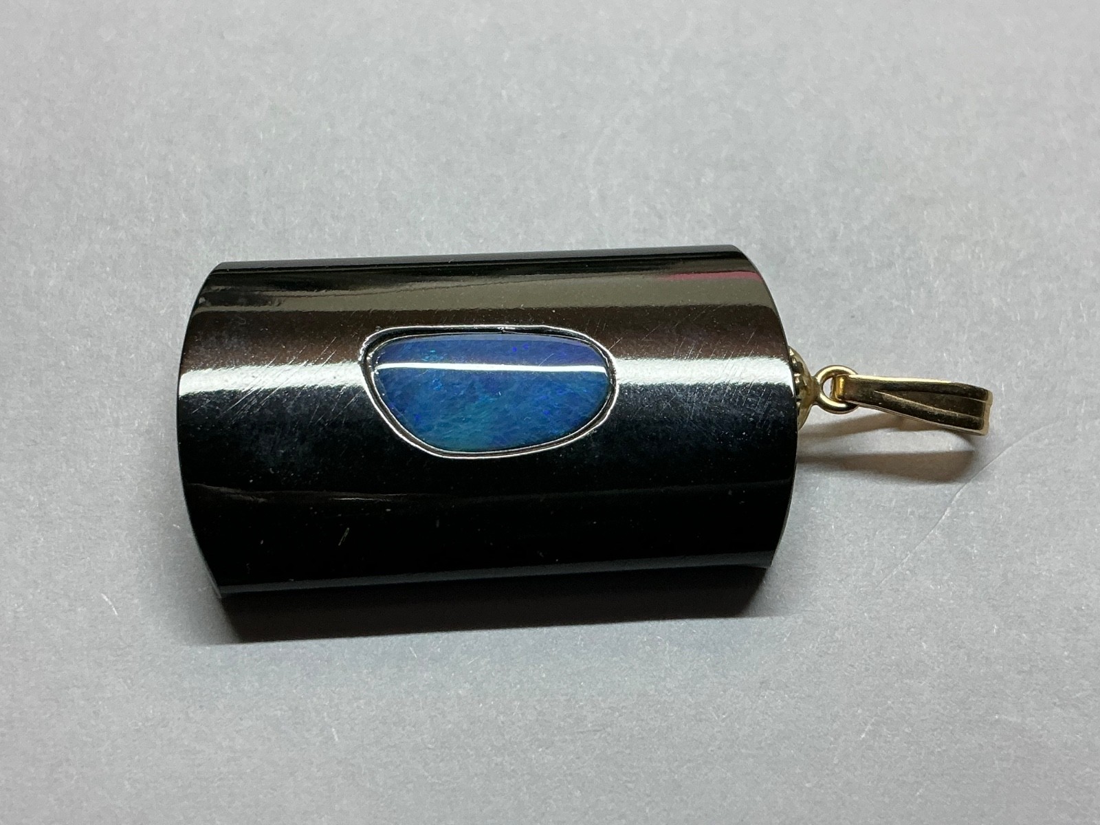 🌸 Black Agate & Opal Gemstone 14k Gold Filled Rectangle Pendant 🌸