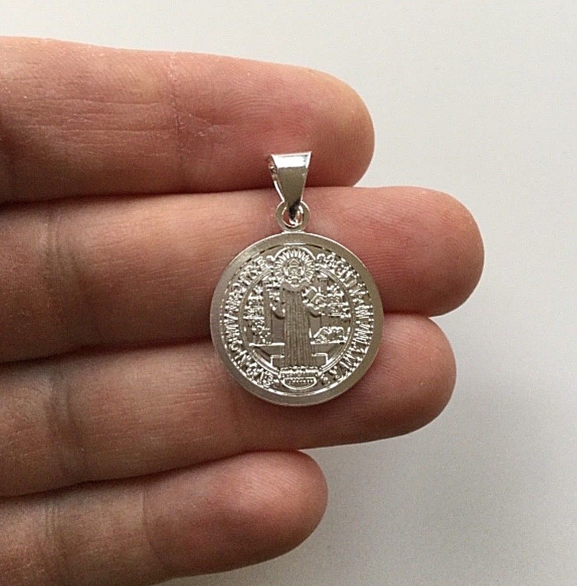 925 SILVER SAINT BENEDICT PENDANT / 925 PLATA MEDALLA DE SAN BENITO – 20mm #2