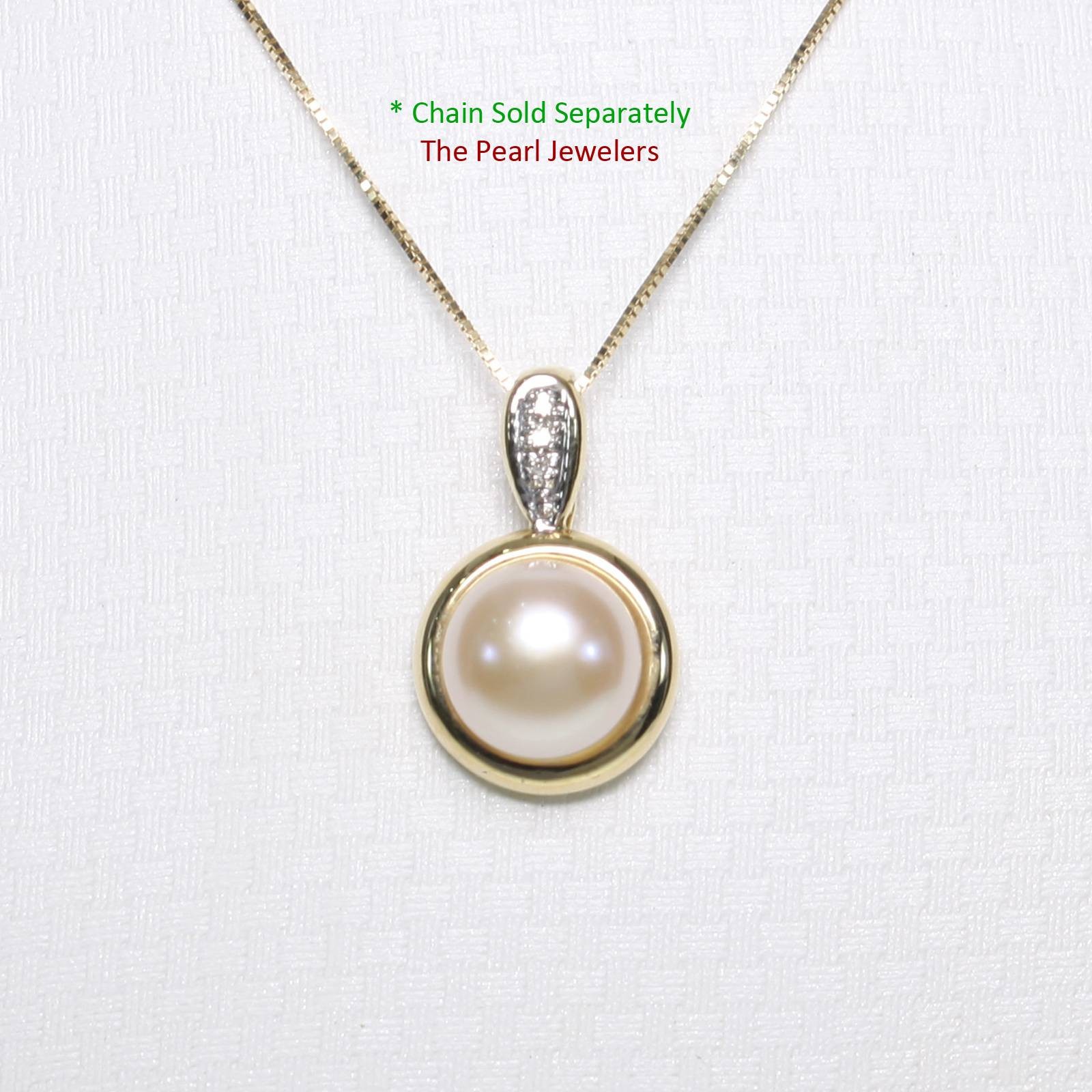 Pink Pearl Enhancer – 14k Yellow Gold + Diamonds
