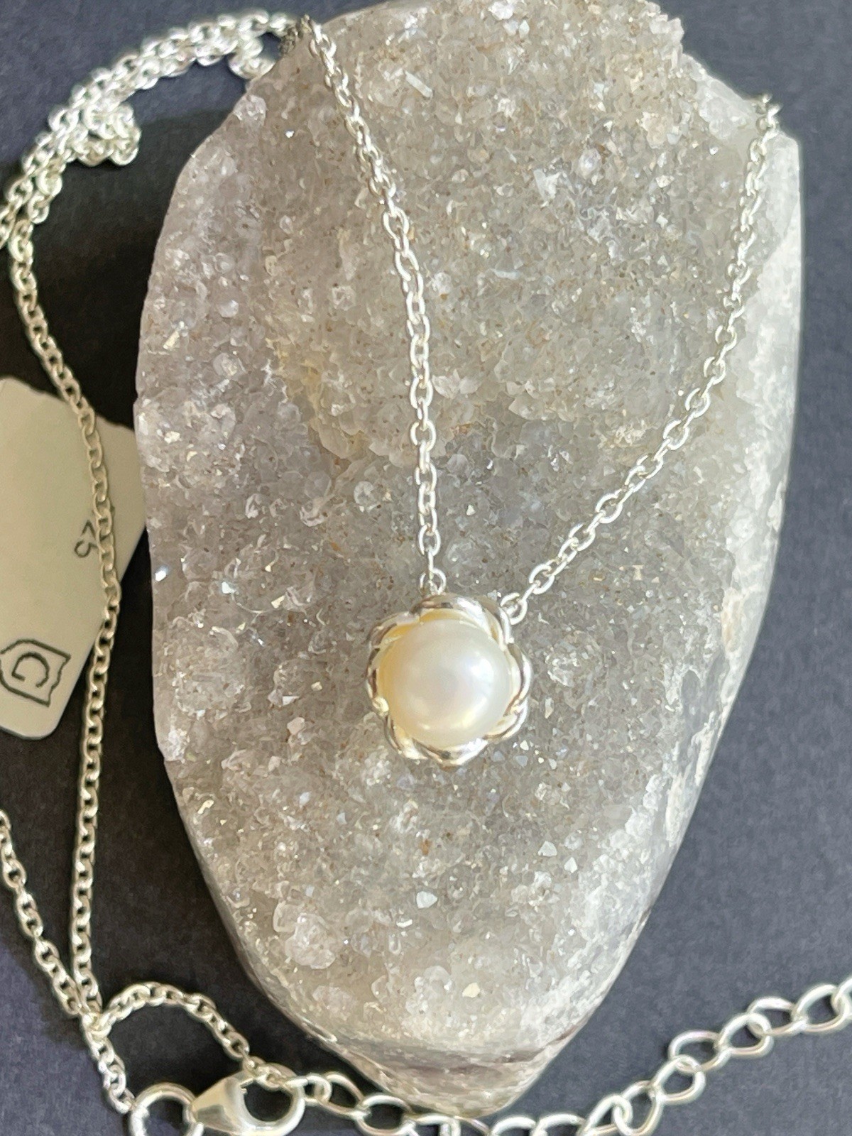 Gemporia Not Enhanced Natural 7mm Pearl Necklace Sterling Silver BNWT COA Summer