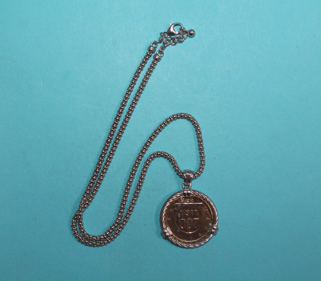 Sterling Silver Italian 200 Lire Coin Pendant Necklace [065GCM]