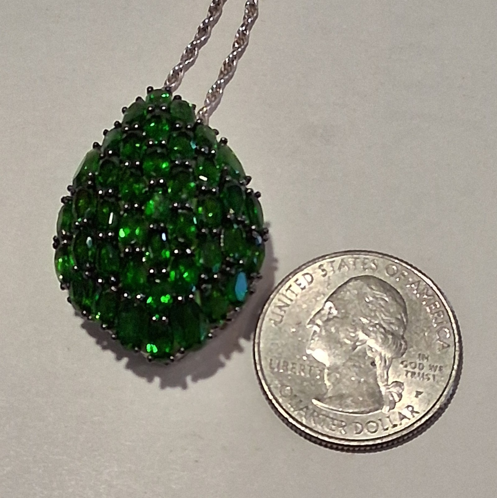 Jtv Chrome Diopside Cluster Teardrop Pendant With Upgraded 24 Inch Adjustable…