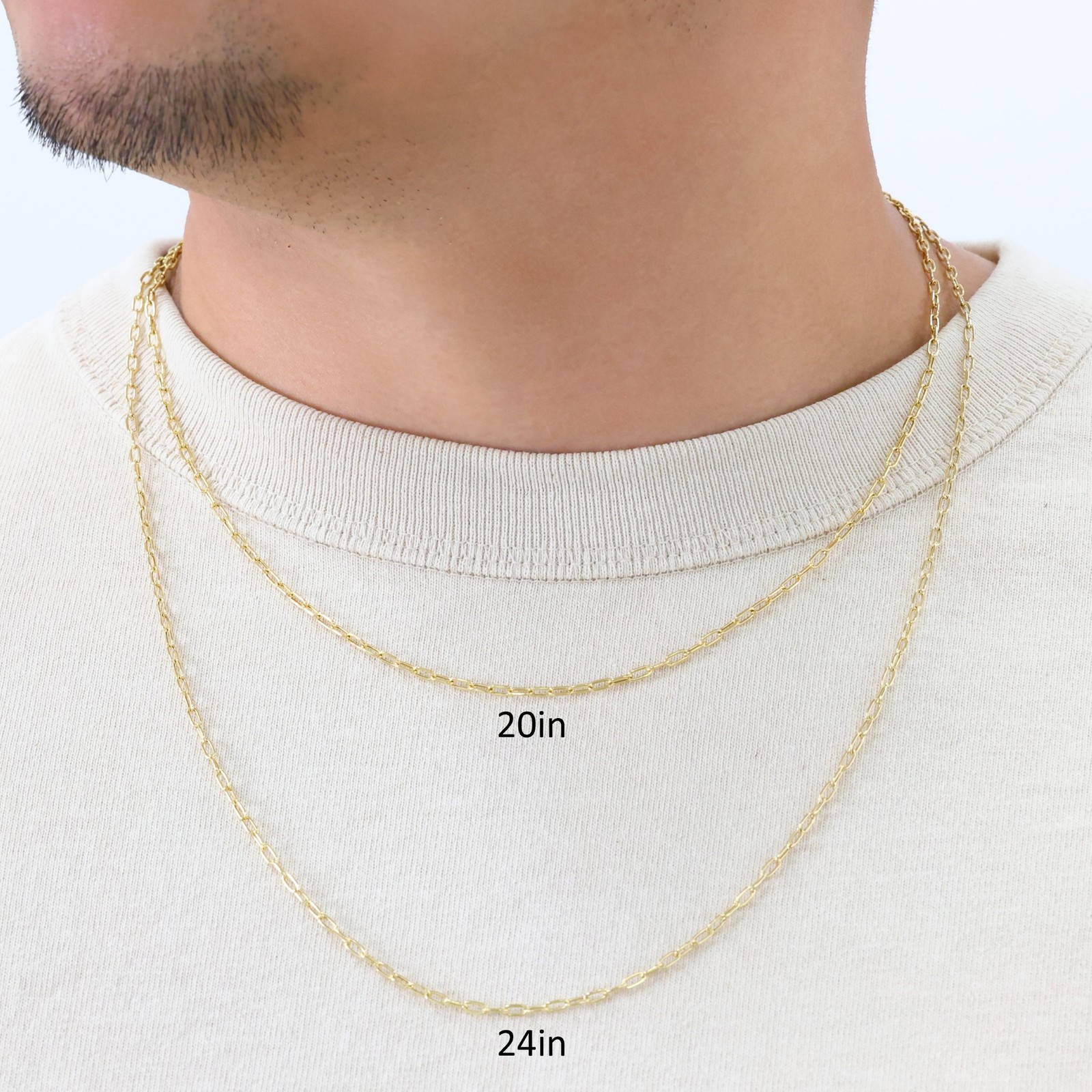 10k Yellow Gold 2mm Paperclip Chain Cable Rolo Link Necklace Womens 16″- 24″