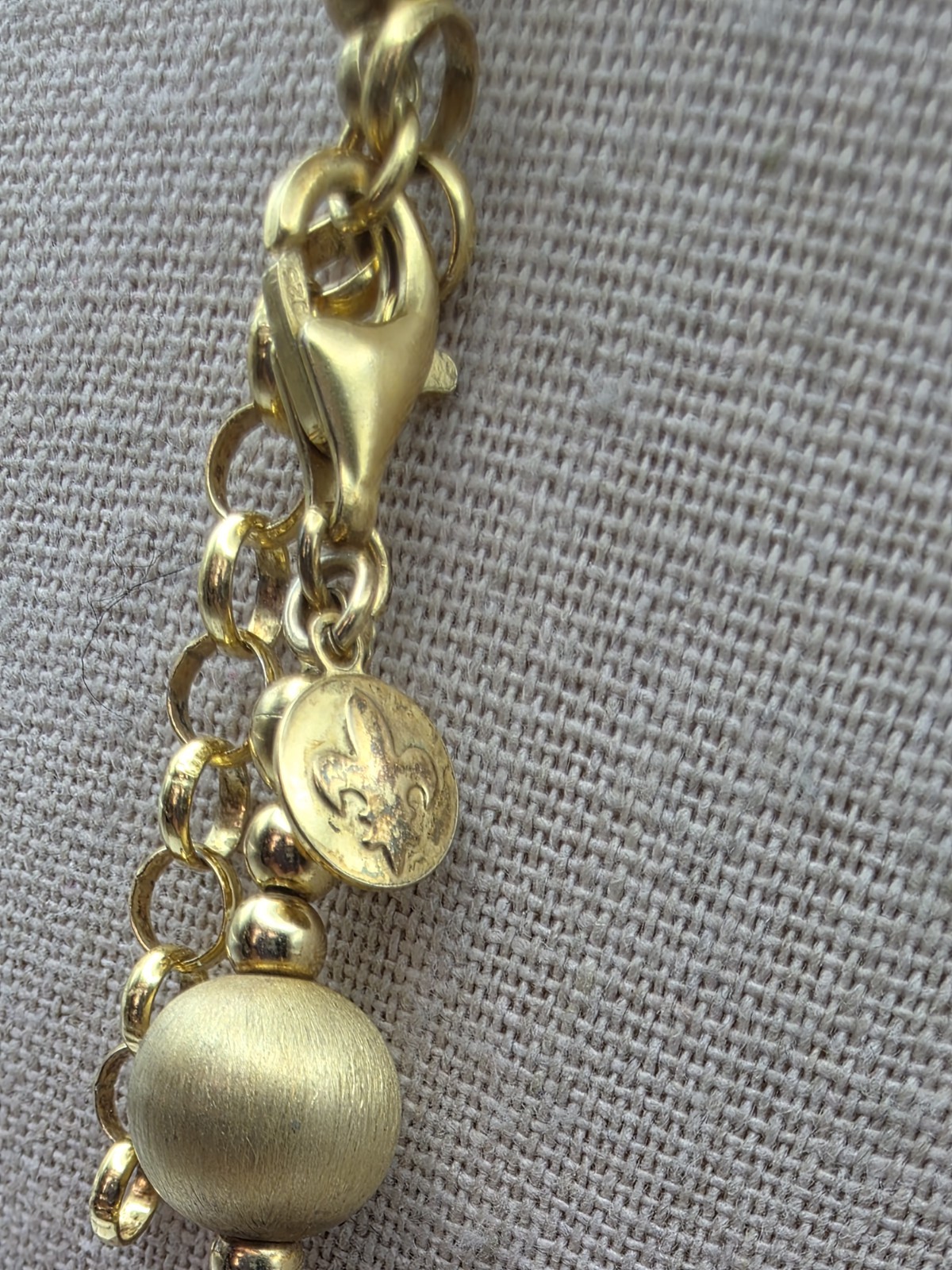 Veronese Italy Silver 925 Golden Plated Clad Smoky Quartz Bead Necklace 24″