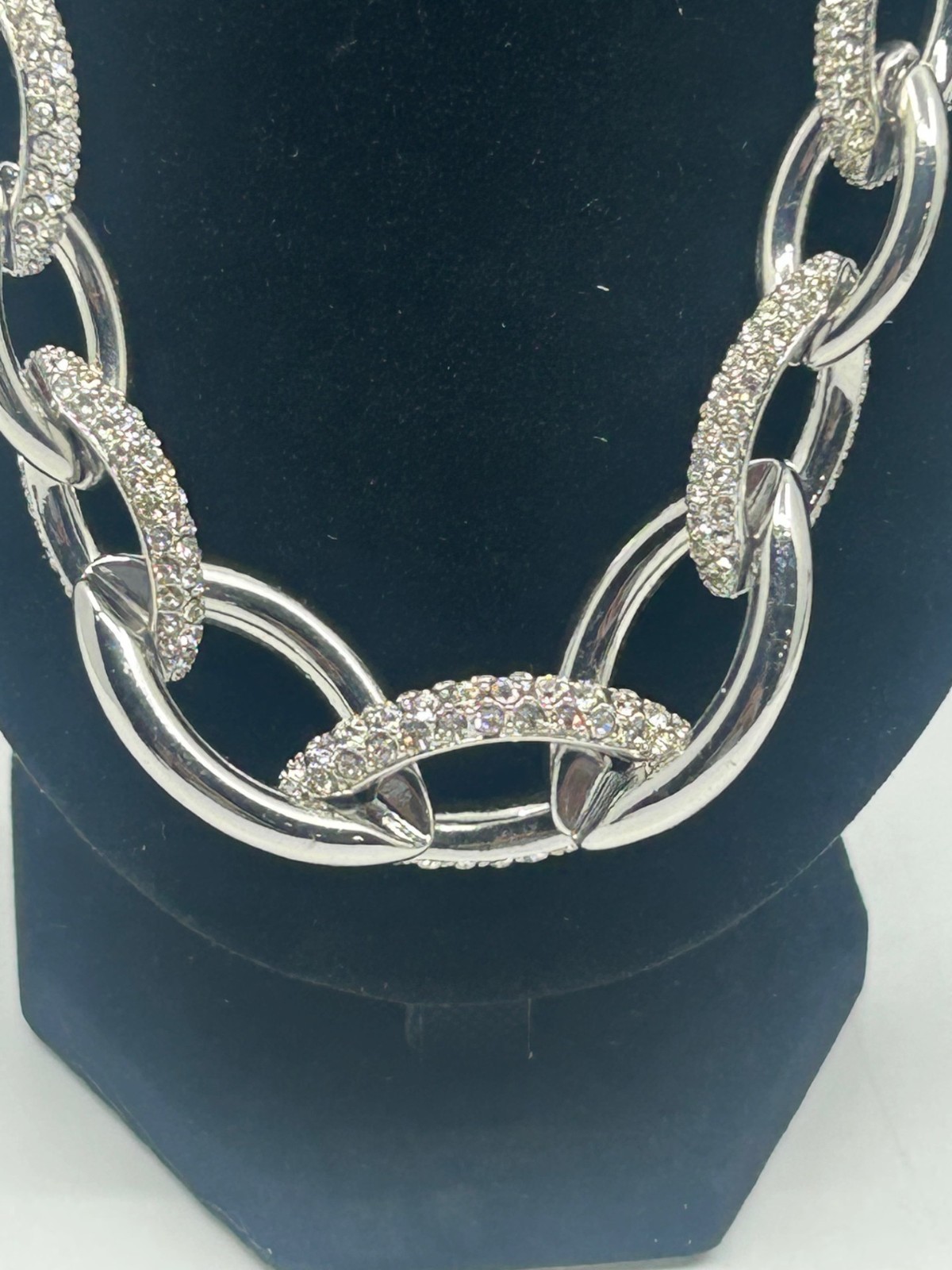 WHBM Bold Diamond Cut & Shiny Multi Oval Link Chain Necklace 925 Sterling Silver