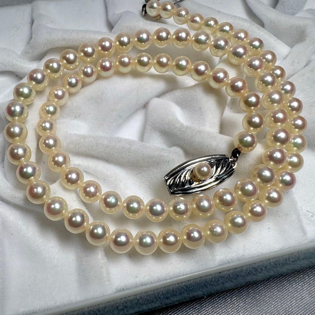 MIKIMOTO Akoya Pearl Necklace 43cm 5.1-5.5mm Silver Clasp Jewelry