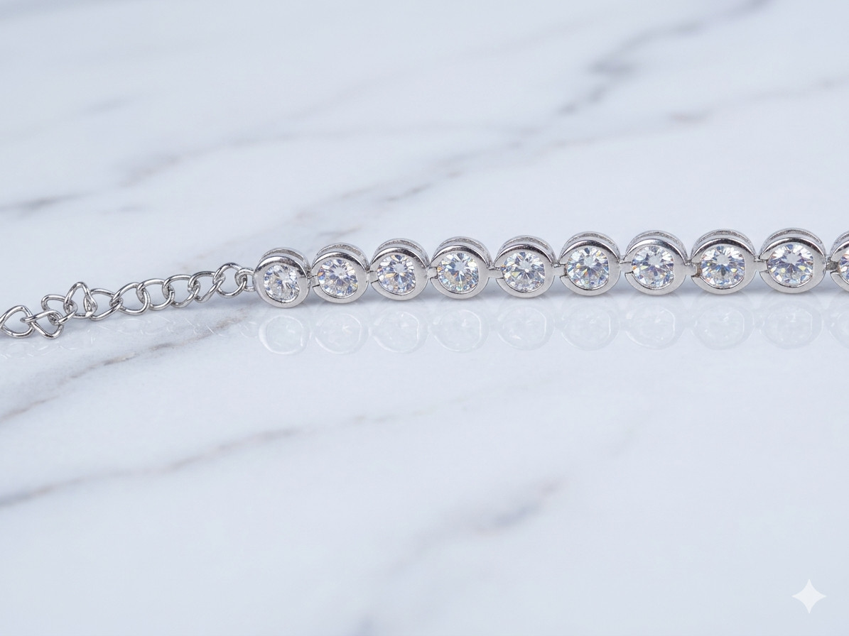 HUGE 5mm White Diamond 22 Inches Tennis Necklace – FREE Diamond studs & Tariffs.
