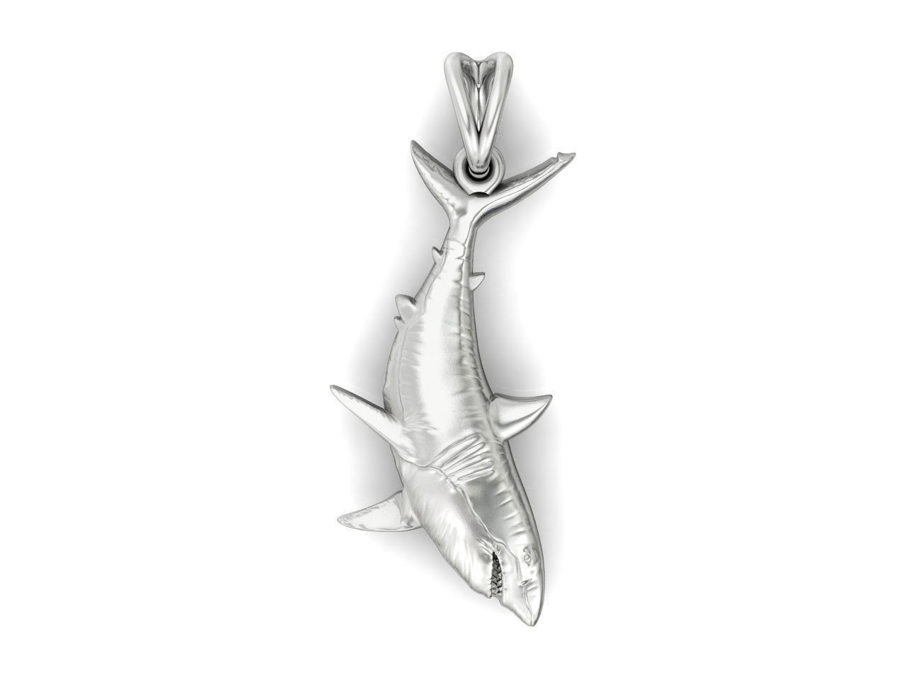 Great White Shark Pendant 999 Fine Silver 25mm Handmade USA