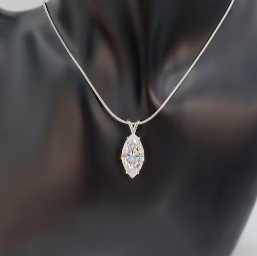 RARE 7.70Ct Certified Marquise Cut Diamond Solitaire Pendant, FREE Diamond Studs