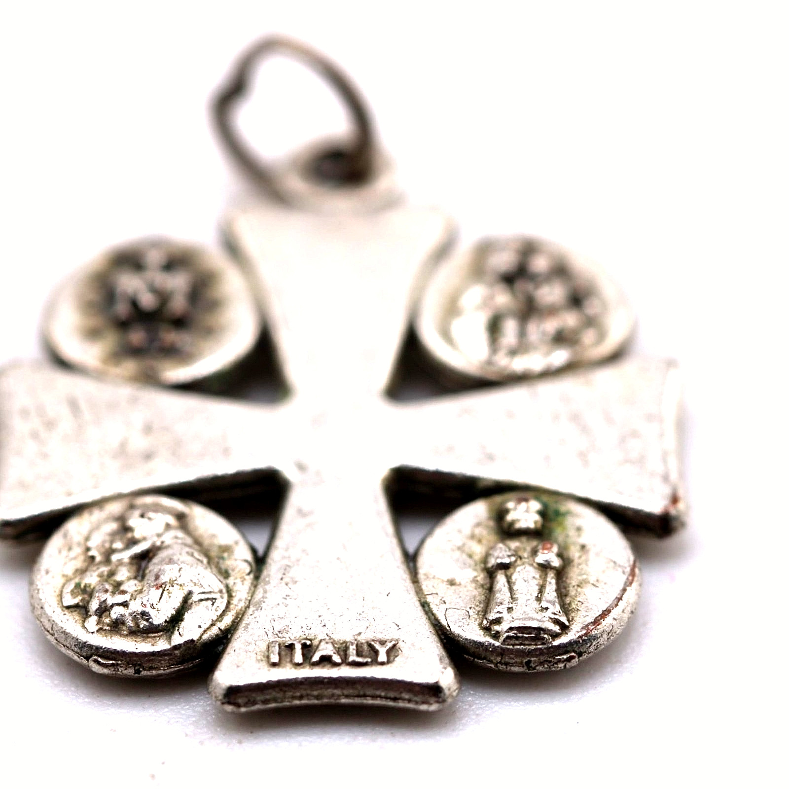 Pendant Vintage Italy Silver Four-way Maltese Cross Medal 70274