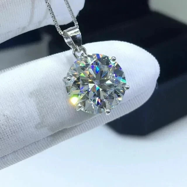 3.00Ct Round Cut Lab Created Diamond Solitaire Pendant 14K White Gold Finish
