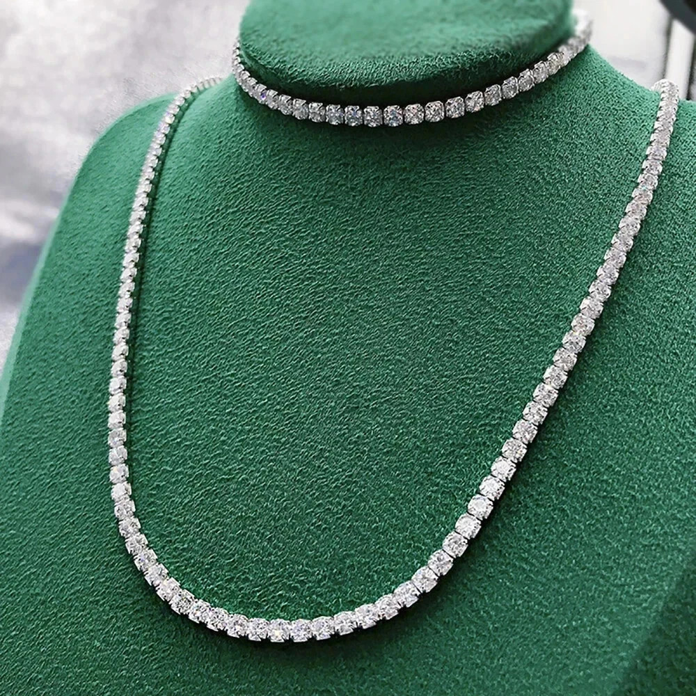 20CT Round Cut Lab Created Diamond Women’s Tennis Necklace 14k White Gold Plated