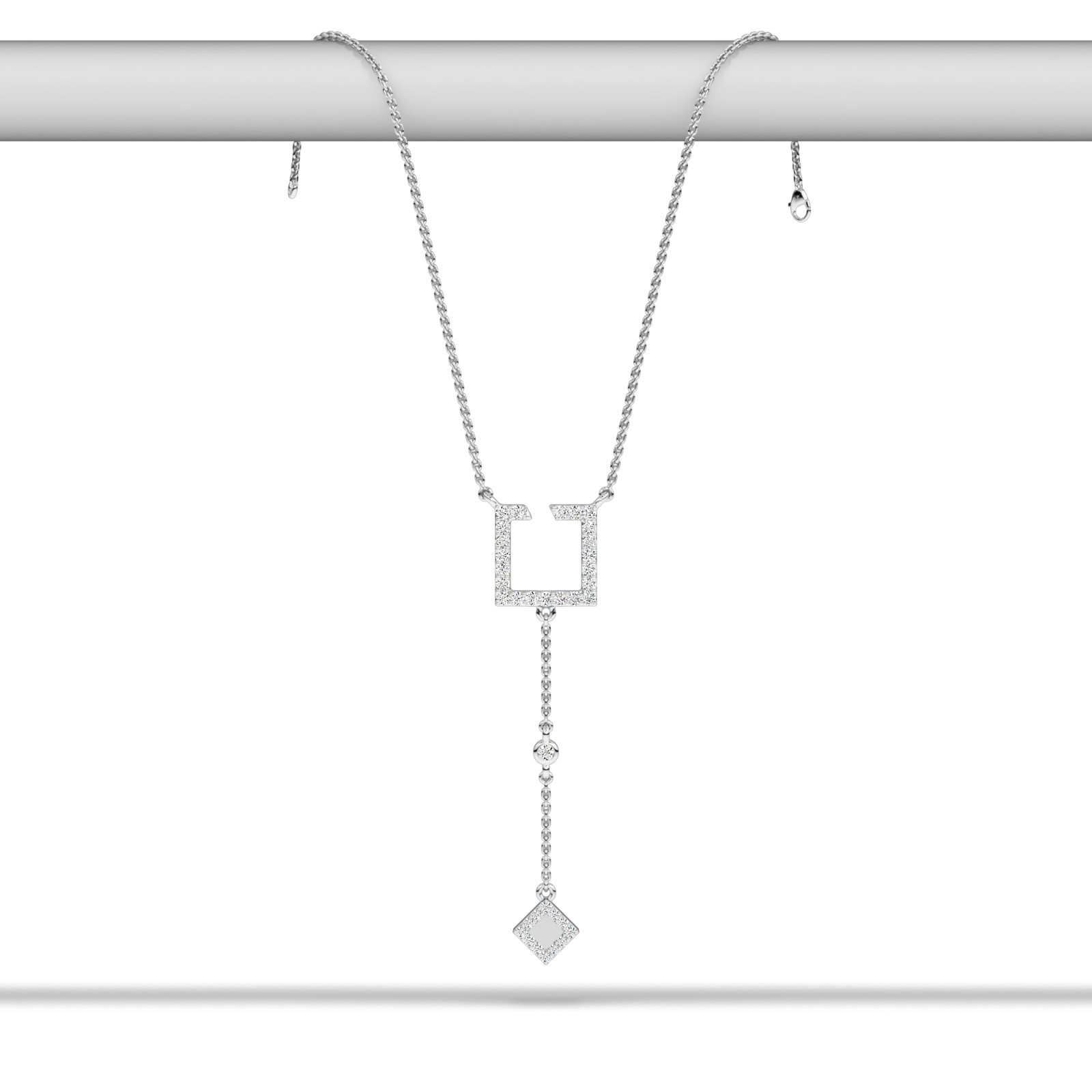 Diamond Pendant with Chain in 10K 14K 18K Gold Platinum & Silver Elegant Jewelry