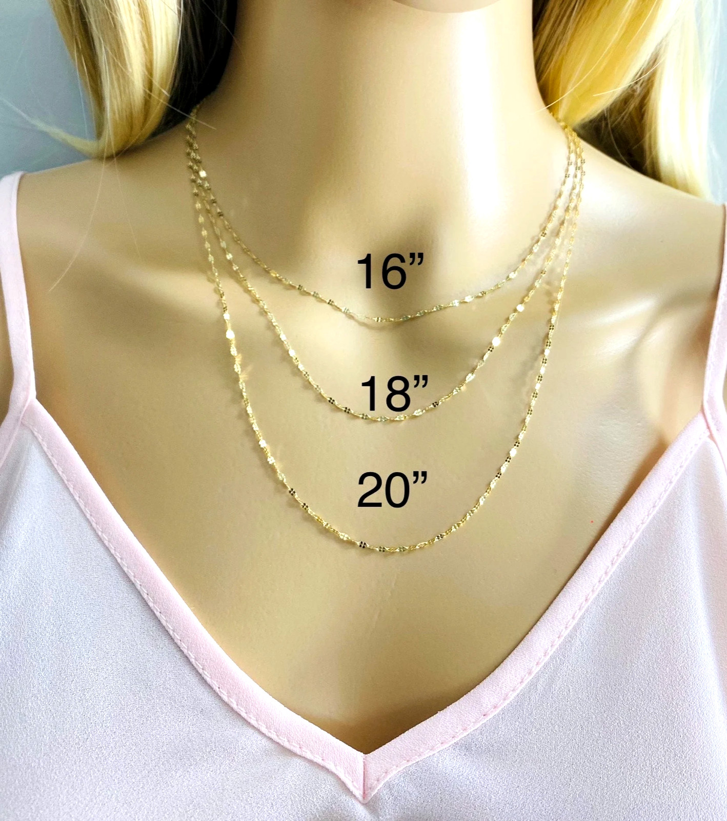 14K Solid Gold 1.7mm Mirror Chain – 14k Solid Gold 16″ to 20″ Necklace – CH247
