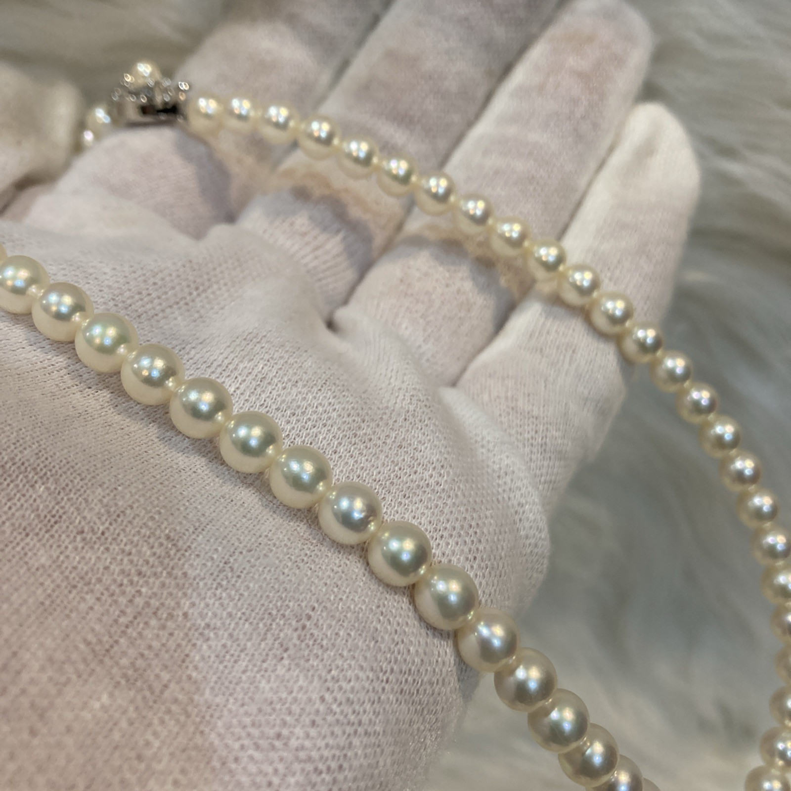 Akoya Pearl Necklace 6-6.5mm 42cm 24g Silver Clasp Excellent Japan